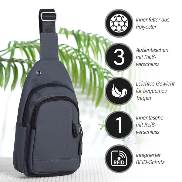 Multifunktionale Brusttasche mit RFID-Schutz in Grau image number 4