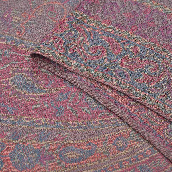 Jacquard Paisley-Schal mit Fransen, 170cm x 75cm, Modena-Blau image number 7