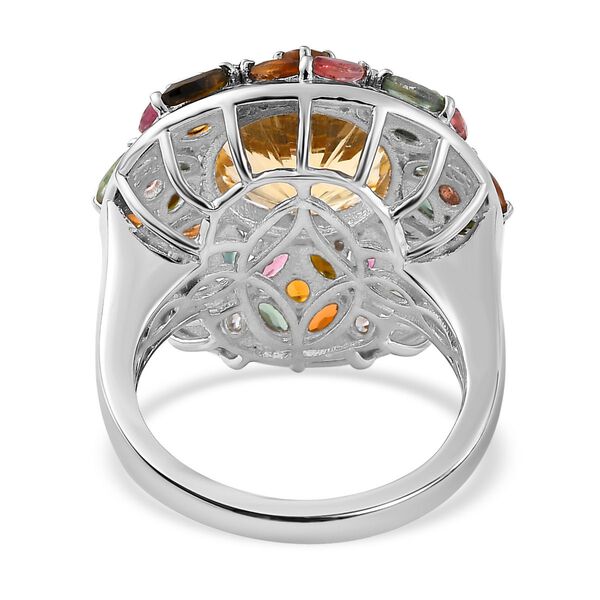 Citrin, Mehrfarbig-Turmalin Ring 925 Silber rhodiniert (Gr&ouml;&szlig;e 18.00) ca. 9,45 ct image number 6