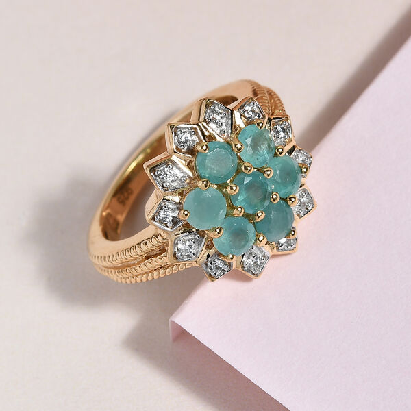 Grandidierit und Zirkon Ring 925 Silber vergoldet  ca. 1,43 ct image number 2