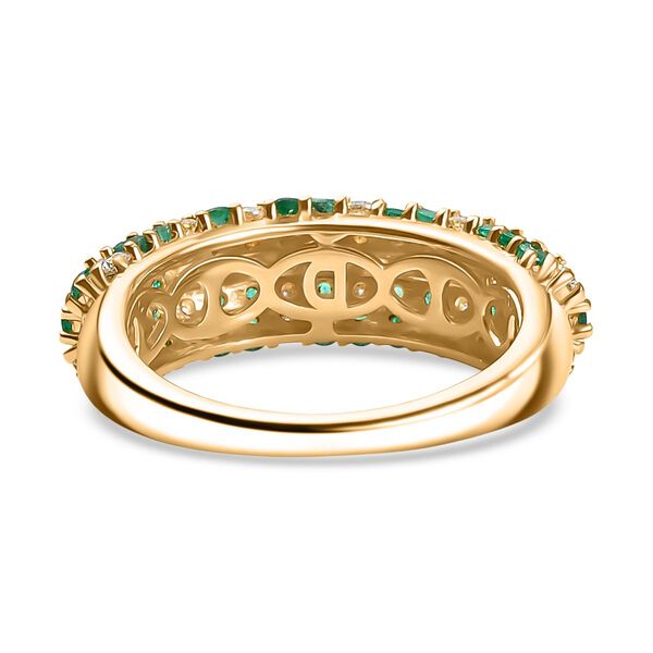 Eternal Lattice - D joy Kagem Sambischer Smaragd, Moissanit Ring 925 Silber 750 Gelbgold Vermeil (Gr&ouml;&szlig;e 17.00) ca. 1.57 ct image number 5