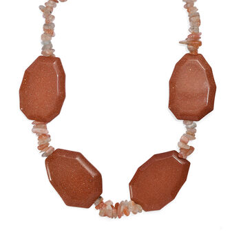 EverTrue Gold Sandstein und Sonnenstein 45cm Halskette - 490 ct.