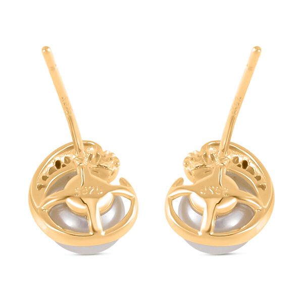 Wei&szlig;es S&uuml;&szlig;wasserperlen, gr&uuml;nes und wei&szlig;es Zirkonia-Schmuckset - 0,36 ct. image number 8