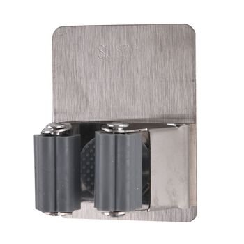 4er-Set Wandhaken aus Edelstahl, selbstklebend, f&uuml;r Besen und Haushaltsger&auml;te, 5,3x6,7cm, Silber