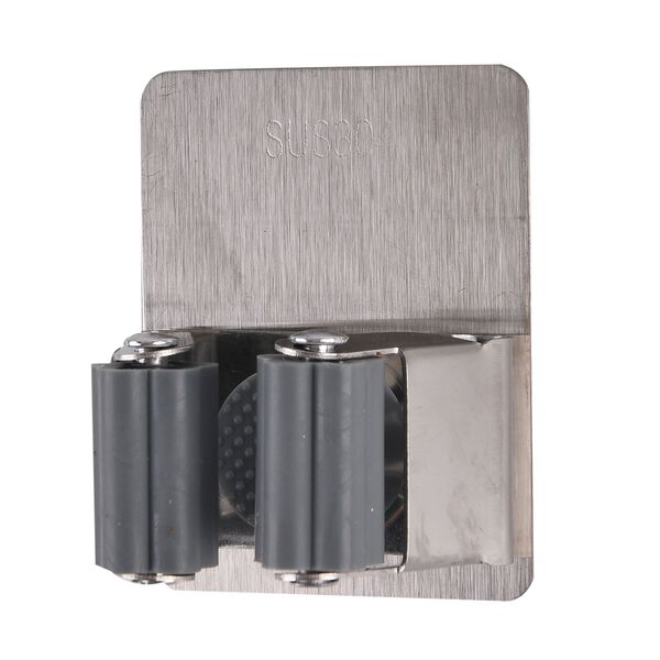 4er-Set Wandhaken aus Edelstahl, selbstklebend, für Besen und Haushaltsgeräte, 5,3x6,7cm, Silber image number 3