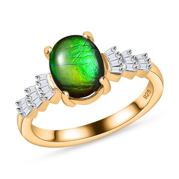 Ammolit und Diamant Ballerina Ring, 925 Silber 750 Gelbgold Vermeil - 1,82 ct. image number 4