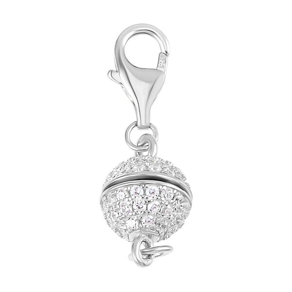 Weißer Zirkonia Magnetschließe, 925 Silber rhodiniert