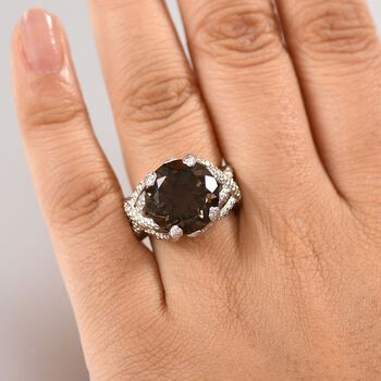 Rauchquarz Ring Messing (Gr&ouml;&szlig;e 18.00) ca. 9,37 ct