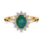 AAA Kagem Sambischer Smaragd, Weißer Diamant Ring 750 Gold (Größe 18.00) ca. 1.54 ct