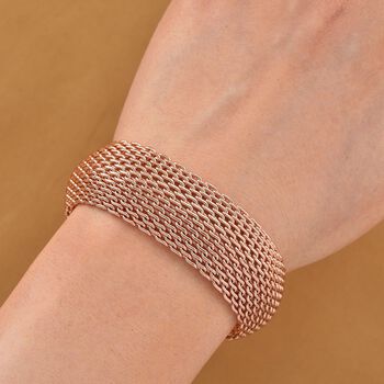 Cuff-Armband im Mesh-Design, Nickelfreies Messing, ca. 19 cm mit 5 cm extender, Ros&eacute;farben