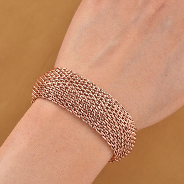Cuff-Armband im Mesh-Design, Nickelfreies Messing, ca. 19 cm mit 5 cm extender, Ros&eacute;farben image number 2