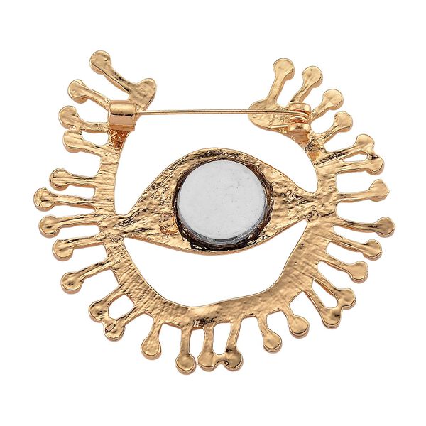 Glas, Wei&szlig;er Kristall Brosche emailliert, Goldfarben image number 5