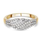 Weißer Diamant Ring, 925 Silber Gelbgold Vermeil (Größe 19.00) ca. 0.33 ct