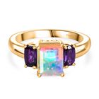 D'Joy AA Natürlicher, äthiopischer Welo Opal, Lusaka Amethyst Ring 925 Silber vergoldet (Größe 16.00) (10-15 Werktage Lieferzeit) ca. 1.43 ct