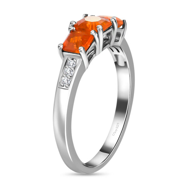 Purpurroter Feuer Opal 3 Stein Ring 925 Silber platiniert  ca. 1,21 ct image number 5