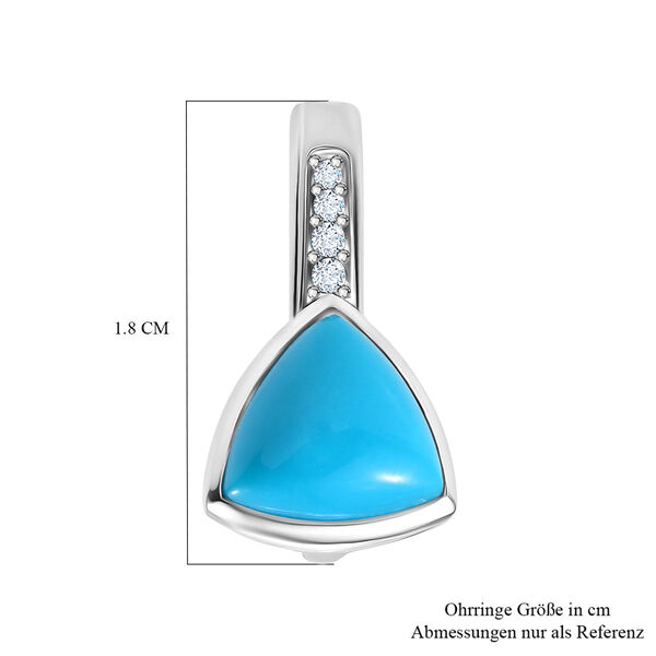 D'Joy AA Sleeping Beauty Türkis, Weißer Zirkon Ohrringe 925 Silber rhodiniert ca. 3.27 ct image number 5