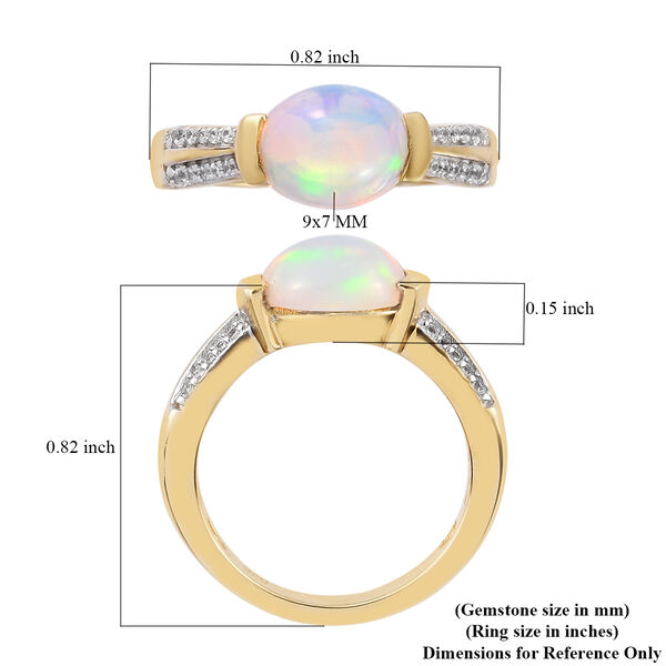 Natürlicher Äthiopischer Opal und Zirkon Ring 925 Silber Vermeil image number 7