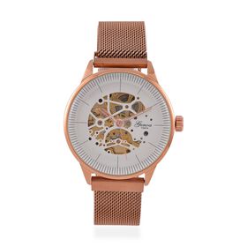 GENOA Automatik Mechanische Uhr mit Sonnenschein-Hohlzifferblatt und Automatischem Uhrwerk, rosefarben