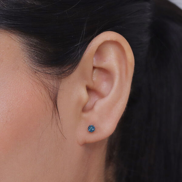 D'Joy Blauer Diamant Ohrringe 925 Silber Rhodiniert (10-15 Werktage Lieferzeit) image number 2