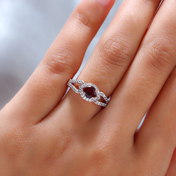 Anthill Granat und Zirkon Ring 925 Silber ros&eacute;vergoldet  ca. 1,08 ct image number 3