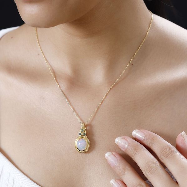 AAA Nat&uuml;rlicher, &auml;thiopischer Welo Opal, Premium-Smaragd Schmuckset 925 Silber Gelbgold Vermeil ca. 2.55 ct image number 9