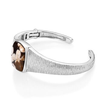 Der Schimmer der Natur - Erdnuss Holz Jaspis Armreif ca. 19 cm Edelstahl ca. 18.42 ct