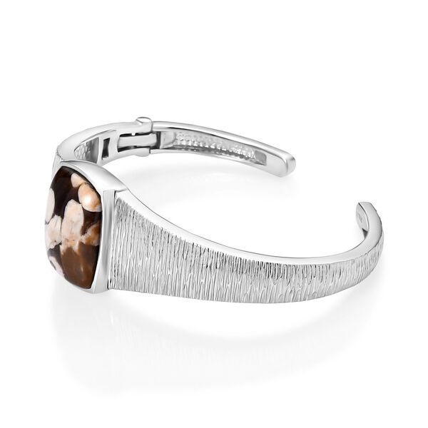 Der Schimmer der Natur - Erdnuss Holz Jaspis Armreif ca. 19 cm Edelstahl ca. 18.42 ct image number 3