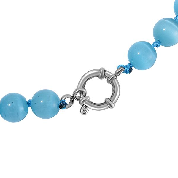 Blaue Katzenaugen Halskette mit Chatoyance-Effekt, 50 cm image number 4