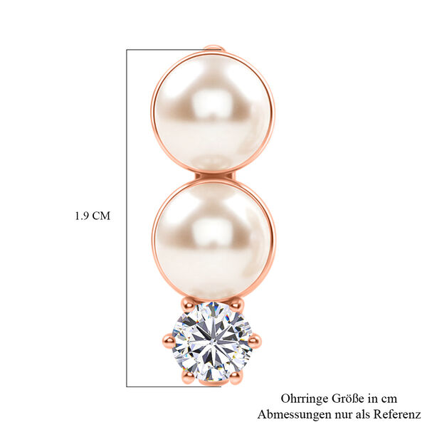 EverTrue Pfirsich S&uuml;&szlig;wasser Perle und Zirkonia Ohrringe image number 5