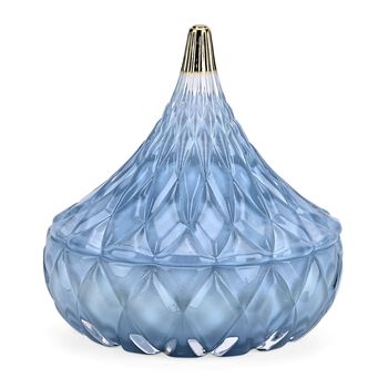 LIVMORE - Duftkerze Winterzauber-Design, 25 Std. Brenndauer, 150g, 4,5 ml &auml;therisches &Ouml;l, Amber und Pfingstrose, Blau