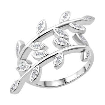 LUSTRO STELLA - Wei&szlig;er Zirkonia Ring 925 Silber rhodiniert (Gr&ouml;&szlig;e 21.00)