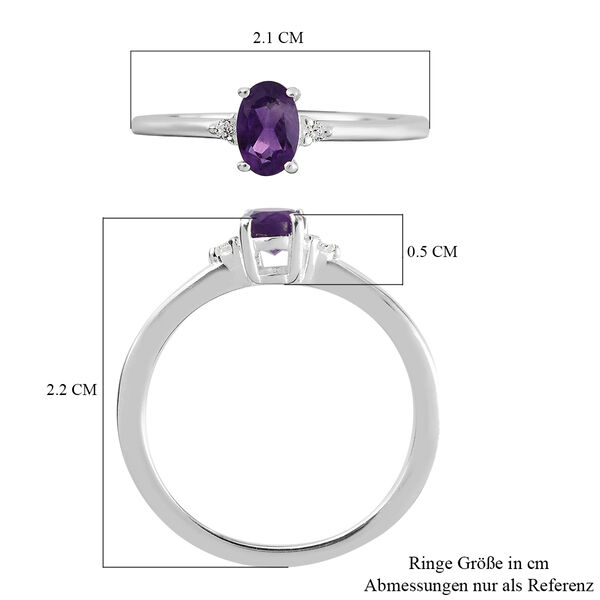 Afrikanischer Amethyst und Wei&szlig;er Simulierter Diamant Ring 925 Silber  ca. 0,49 ct image number 7