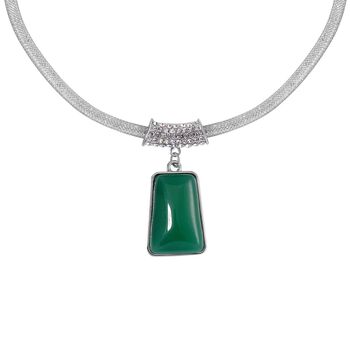 Gr&uuml;ner Aventurin, Wei&szlig;er Kristall Halskette ca. 45 cm Legierung ca. 26,50 ct.