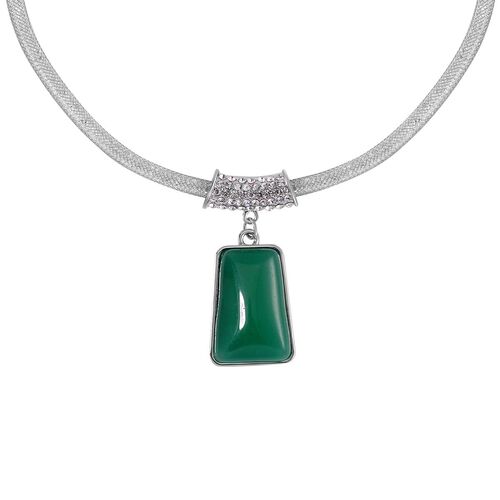 Grüner Aventurin, Weißer Kristall Halskette ca. 45 cm Legierung ca. 26,50 ct. image number 0