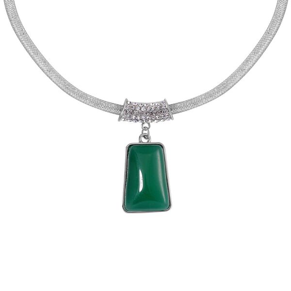 Gr&uuml;ner Aventurin, Wei&szlig;er Kristall Halskette ca. 45 cm Legierung ca. 26,50 ct.