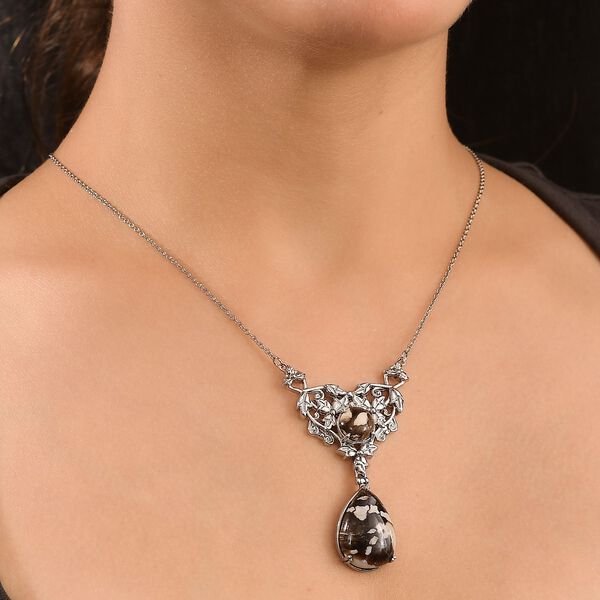 Der Schimmer der Natur - Erdnuss Holz Jaspis Halskette ca. 45 cm 316L Edelstahl ca. 16.88 ct image number 2