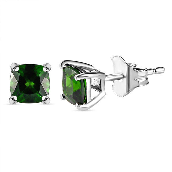 Nat&uuml;rliche Chromdiopsid-Ohrringe, 925 Silber platiniert ca. 1.22 ct