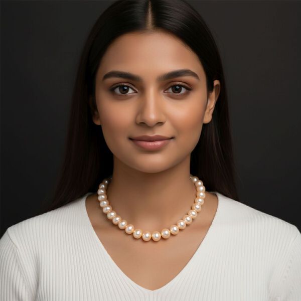 Goldene Farbe Muschelkernperle (19 mm) Halskette ca. 50 cm 316L Edelstahl image number 3