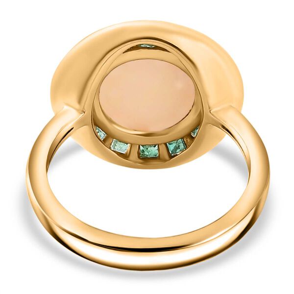 AA Natürlicher, äthiopischer Welo Opal, Smaragd Ring 925 Silber 750 Gelbgold Vermeil (Größe 17.00) ca. 3,25 ct image number 7