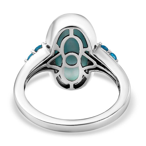 Larimar und Neon Apatit-Ring, 925 Silber platiniert  ca. 6,46 ct image number 6