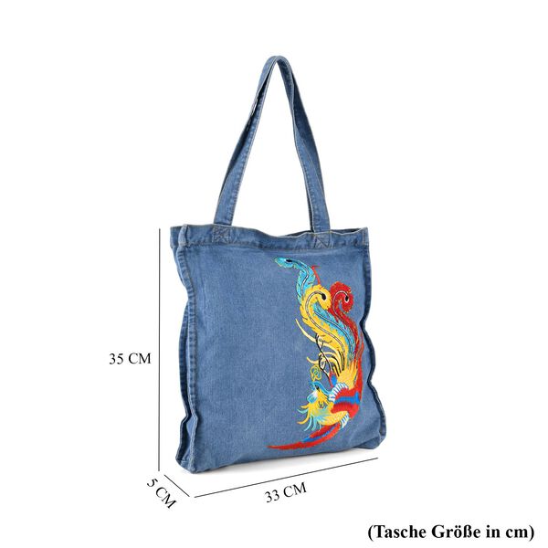 Shoppertasche, 33x35x5cm, Blau, Ph&ouml;nix-Stickerei image number 7
