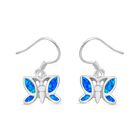 Simulierter Blauer Opal Ohrringe 925 Silber rhodiniert