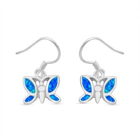 Simulierte blaue Opal-Schmetterlingsohrringe