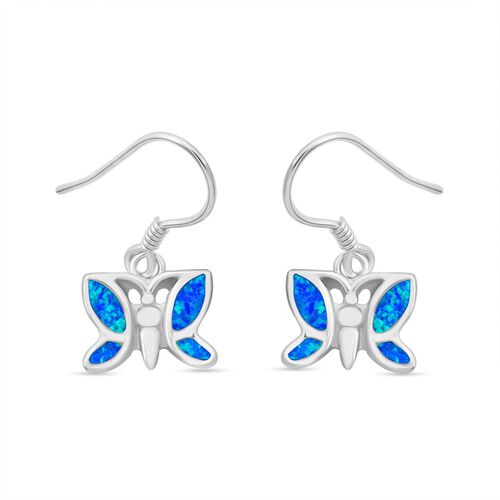 Simulierte blaue Opal-Schmetterlingsohrringe image number 0