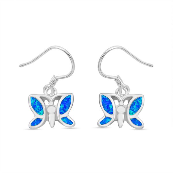 Simulierte blaue Opal-Schmetterlingsohrringe image number 0