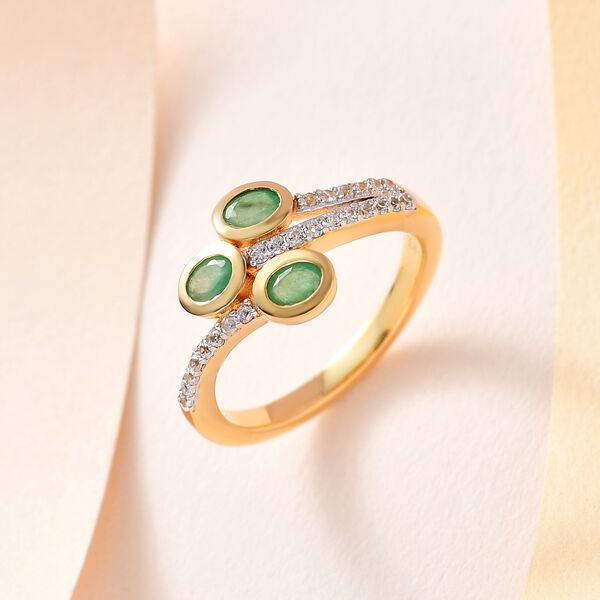 AA Kagem sambischer Smaragd und Zirkon Ring - 0,85 ct. image number 2