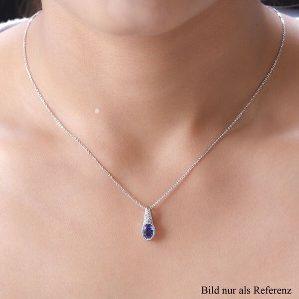 Tansanit und Zirkon Anh&auml;nger mit 50cm Kette - 0,83 ct. image number 2