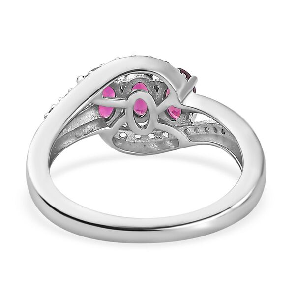 Afrikanischer Rubin (Fissure gef&uuml;llt), Wei&szlig;er Zirkon Ring, 925 Silber platiniert (Gr&ouml;&szlig;e 21.00), ca. 1.36 ct image number 5