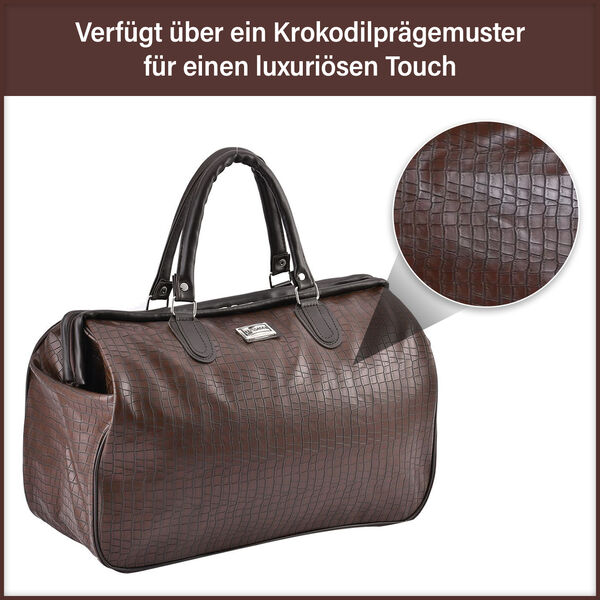 Weekender-Reisetasche mit Krokodilmuster, Braun image number 9