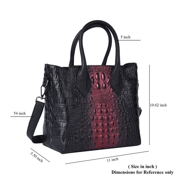 Crossbody Tasche aus 100% echtem Leder mit Kroko-Pr&auml;gung, Gr&ouml;&szlig;e 28x14x27 cm, rot image number 7